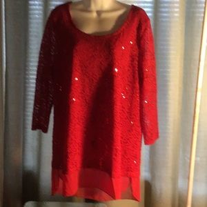 Women’s sequin red top NWOT